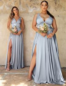 Model wearing a gorgeous bridesmaids gown.
