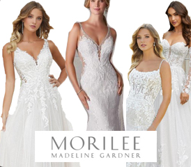 Four gorgeous ladies wearing incredible Morilee gowns.
