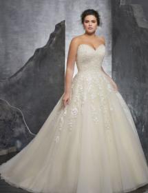 This style is in Plus Size in our store for you to try on! Women modeling MB Bride SKU 73390