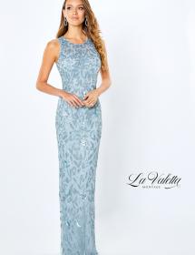 Montage La Vella dress style LV22105 modeled in front of a white background